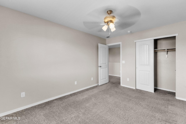 541 Sunset Valley Ave, Socorro, TX 79927 - unfurnished bedroom featuring carpet floors, a closet, and ceiling fan