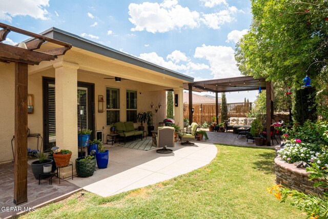 7317 Kiowa Creek Dr, El Paso, TX 79911 - view of patio with outdoor lounge area and a pergola
