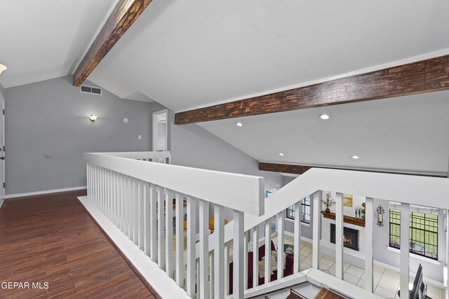 608 Paseo De Luna Ln, El Paso, TX 79912 - hall featuring wood finished floors, recessed lighting, and an upstairs landing