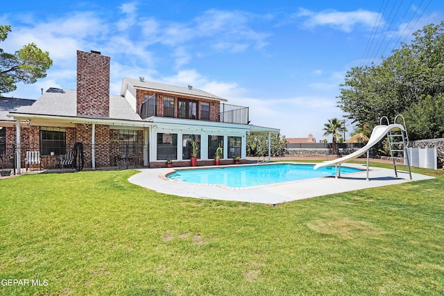 608 Paseo De Luna Ln, El Paso, TX 79912 - view of swimming pool featuring a water slide and a patio