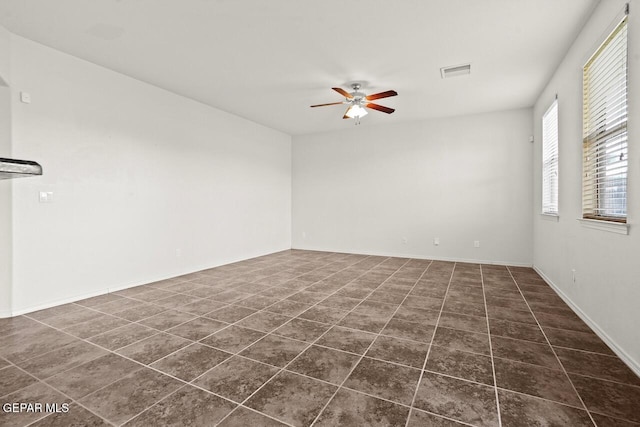 5020 Copper Ranch Ave, El Paso, TX 79934 - empty room featuring a ceiling fan and dark tile patterned floors