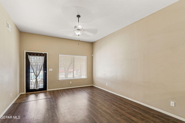 5024 Gold Ranch Ave, El Paso, TX 79934 - unfurnished room featuring dark wood-style flooring and ceiling fan
