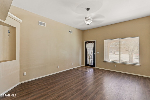 5024 Gold Ranch Ave, El Paso, TX 79934 - spare room with a ceiling fan and dark wood-type flooring