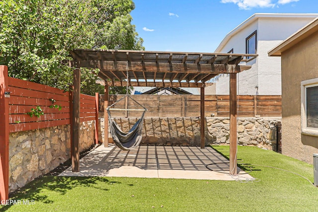 5024 Gold Ranch Ave, El Paso, TX 79934 - fenced backyard with a pergola and a patio area