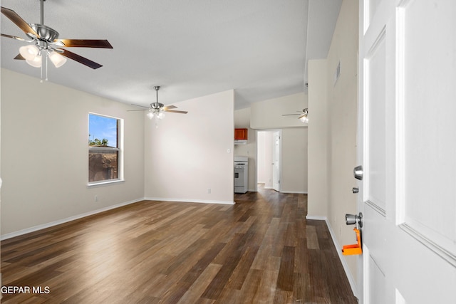 10980 Northampton St, El Paso, TX 79934 - unfurnished living room with ceiling fan and dark wood-type flooring