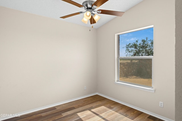 10980 Northampton St, El Paso, TX 79934 - unfurnished room featuring wood finished floors, lofted ceiling, and ceiling fan