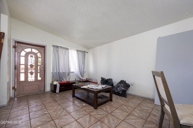 123 Marquita Ln, El Paso, TX 79915 - living room with vaulted ceiling and a textured ceiling