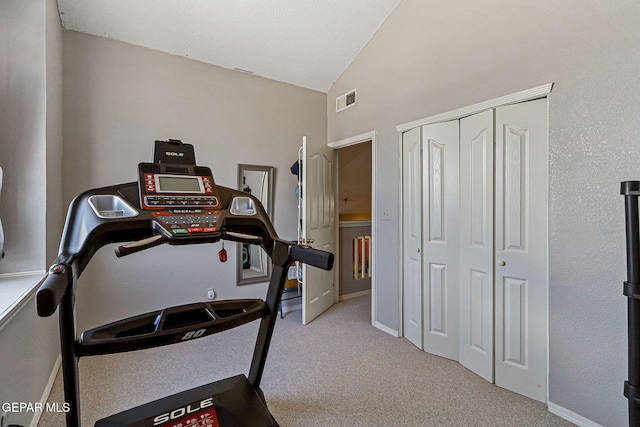 700 Milton Henry Ave, El Paso, TX 79932 - workout room with vaulted ceiling and carpet