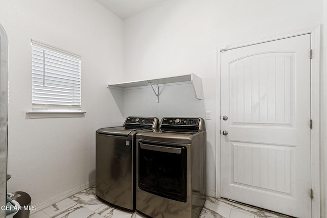 3725 Surmise St, El Paso, TX 79938 - washroom with light marble finish floors and washer and dryer
