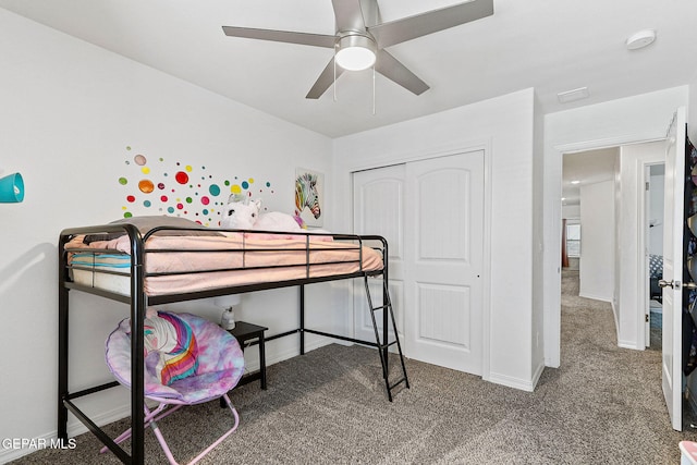 3725 Surmise St, El Paso, TX 79938 - carpeted bedroom featuring a closet and ceiling fan