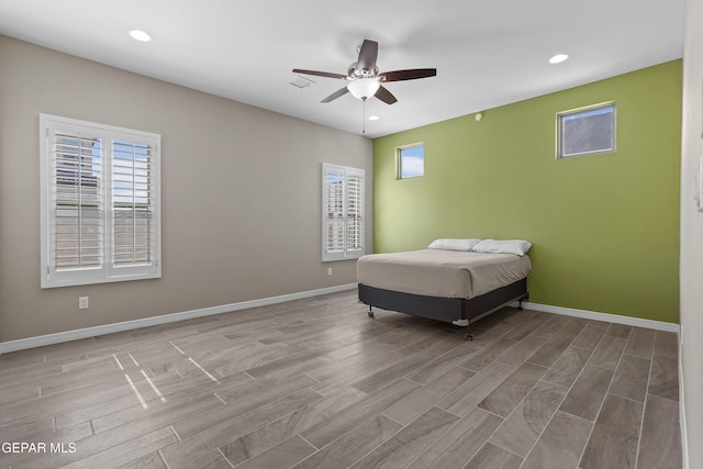 912 Malven Pl, El Paso, TX 79928 - bedroom featuring wood finished floors, recessed lighting, and a ceiling fan