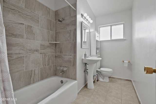 5828 Blackhawk Dr, El Paso, TX 79924 - full bath featuring shower / bath combo with shower curtain and tile patterned floors
