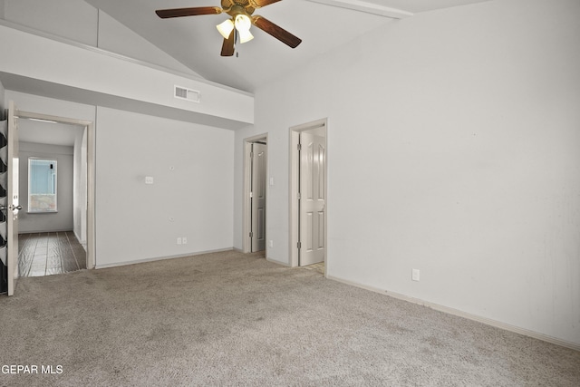 4609 Al Hernandez St, El Paso, TX 79938 - unfurnished bedroom featuring carpet floors, high vaulted ceiling, and ceiling fan