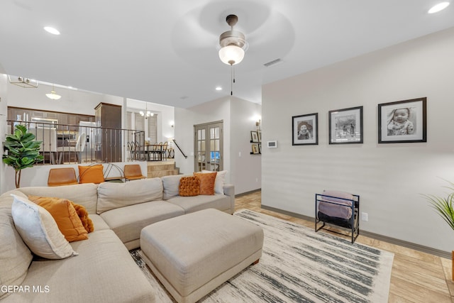 7817 Enchanted Trail Dr, El Paso, TX 79911 - living area with ceiling fan, a chandelier, and recessed lighting