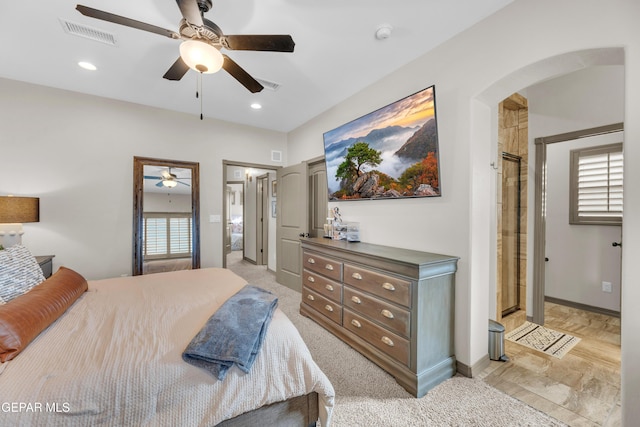 7817 Enchanted Trail Dr, El Paso, TX 79911 - bedroom featuring arched walkways, recessed lighting, and a ceiling fan