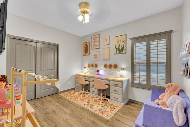 7817 Enchanted Trail Dr, El Paso, TX 79911 - office with light wood-type flooring and ceiling fan