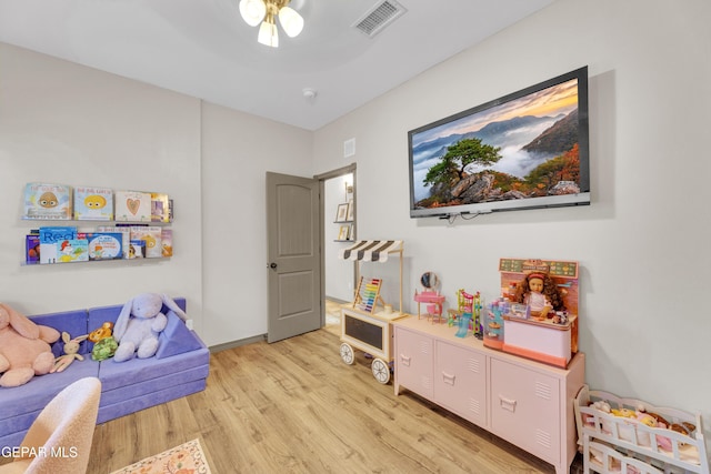 7817 Enchanted Trail Dr, El Paso, TX 79911 - rec room with light wood-style flooring and a ceiling fan