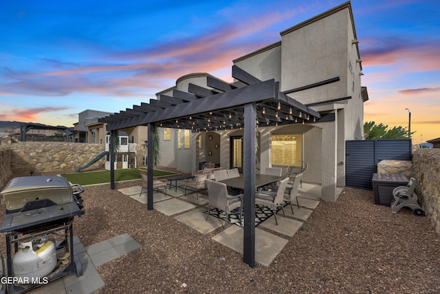 7817 Enchanted Trail Dr, El Paso, TX 79911 - view of patio / terrace with a grill, a pergola, and a playground