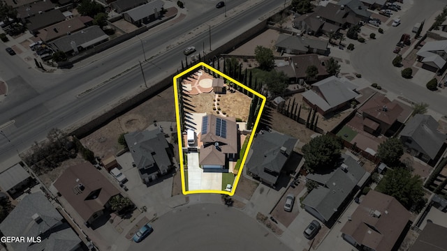 11713 Queens Garden Cir, El Paso, TX 79936 - aerial perspective of suburban area with property parcel outlined