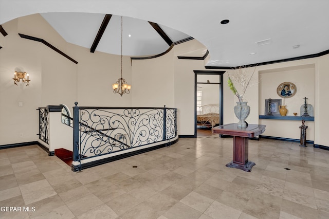 4540 N Stanton St, El Paso, TX 79902 - unfurnished room featuring a chandelier, arched walkways, recessed lighting, and tile patterned flooring