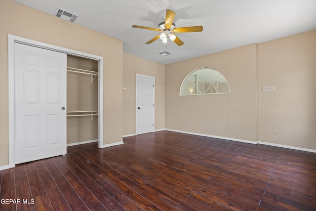 2072 Pueblo Nuevo Cir, El Paso, TX 79936 - unfurnished bedroom featuring wood finished floors, a closet, and ceiling fan