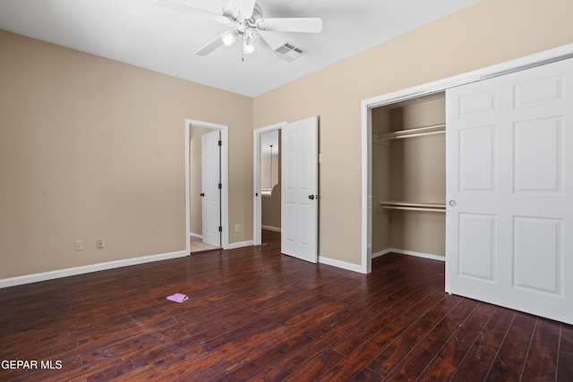 2072 Pueblo Nuevo Cir, El Paso, TX 79936 - unfurnished bedroom with a closet, wood finished floors, and a ceiling fan