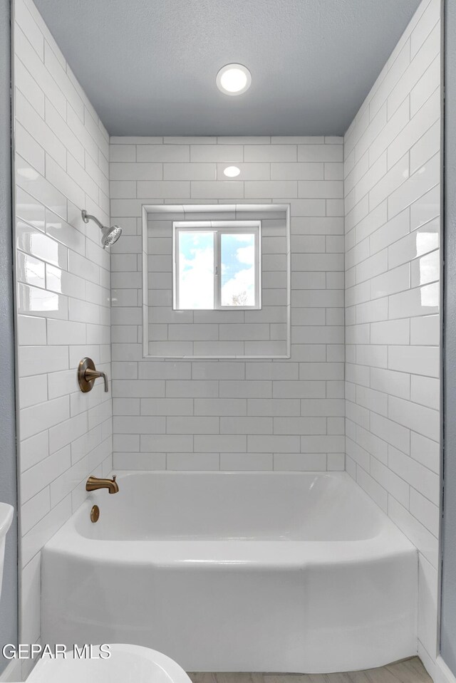 224 Ben Swain Dr, El Paso, TX 79915 - full bath with tub / shower combination and a textured ceiling