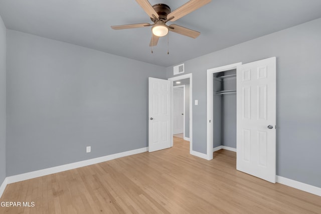 224 Ben Swain Dr, El Paso, TX 79915 - unfurnished bedroom with light wood-style floors, a closet, and ceiling fan