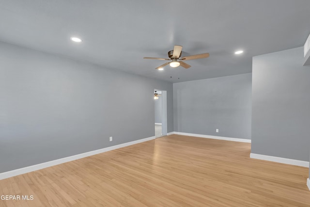 224 Ben Swain Dr, El Paso, TX 79915 - spare room featuring a ceiling fan, light wood-style flooring, and recessed lighting