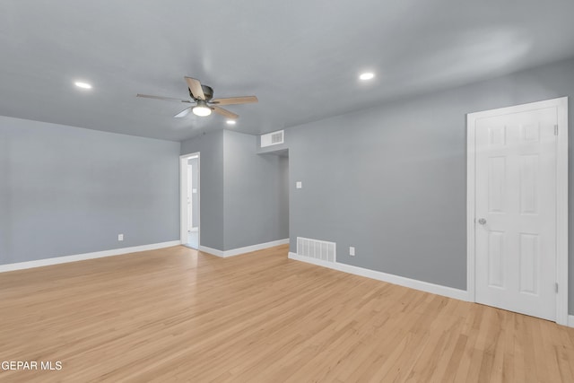 224 Ben Swain Dr, El Paso, TX 79915 - unfurnished room with ceiling fan, light wood-style flooring, and recessed lighting