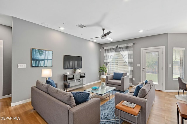 13594 Gatton St, El Paso, TX 79928 - living area featuring ceiling fan, light wood finished floors, and recessed lighting