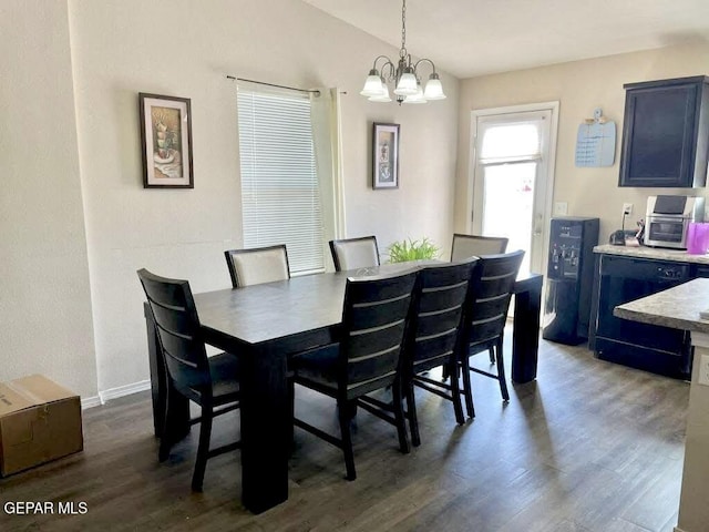 813 Nuevo Desierto Dr, Horizon City, TX 79928 - dining space with dark wood-style flooring and a chandelier