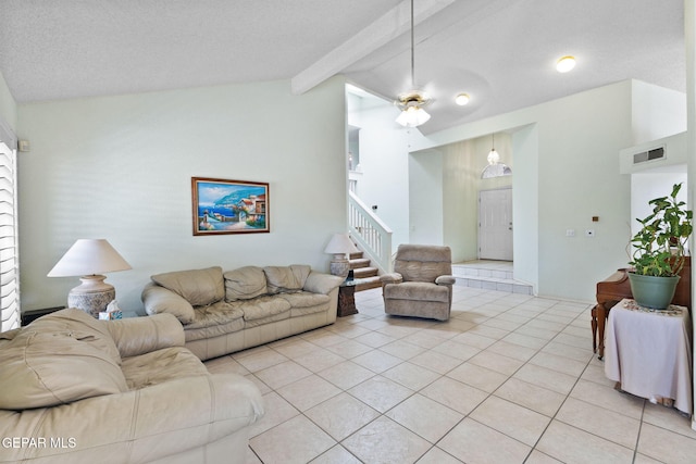 12090 Sterling Mary Way, El Paso, TX 79936 - living room with light tile patterned flooring and stairway