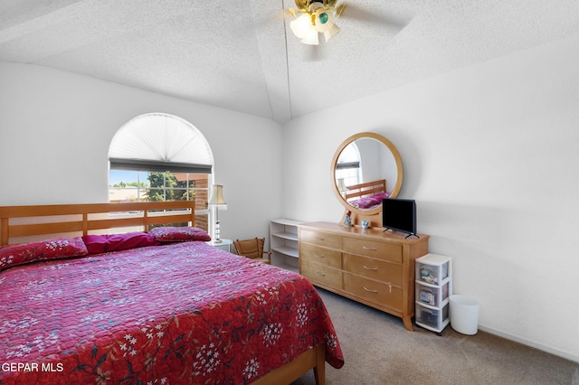 12090 Sterling Mary Way, El Paso, TX 79936 - carpeted bedroom with a textured ceiling and ceiling fan