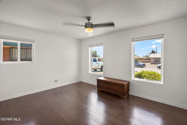 10121 Monaco Dr, El Paso, TX 79925 - unfurnished room featuring a ceiling fan and dark wood-style flooring