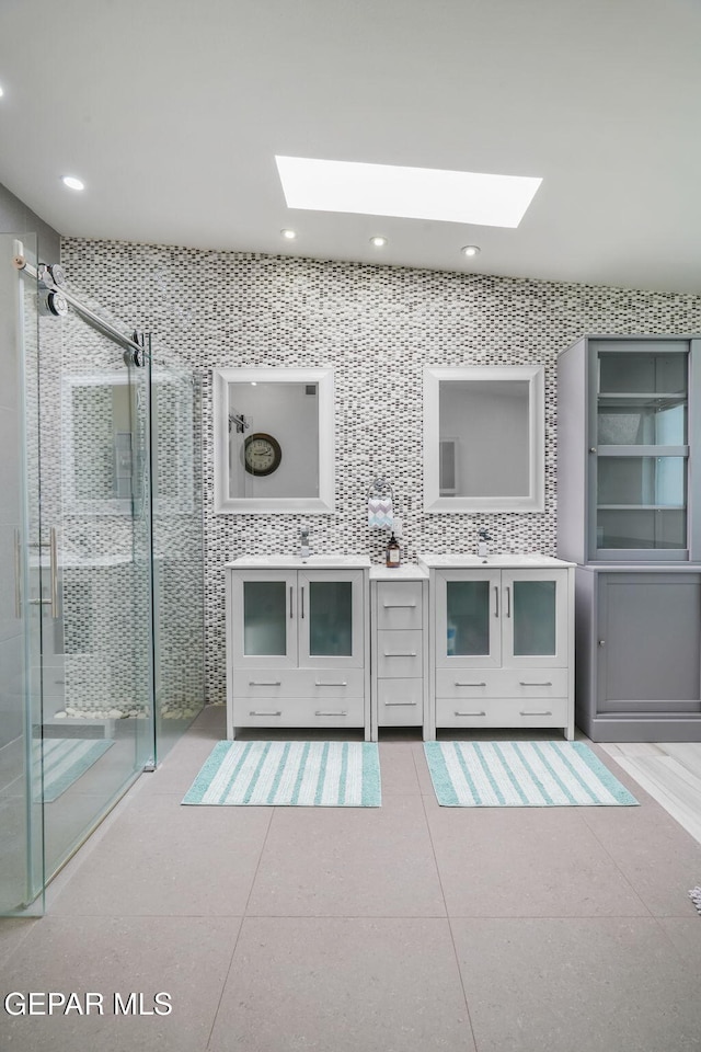 10121 Monaco Dr, El Paso, TX 79925 - bar with a skylight, tile patterned flooring, and recessed lighting