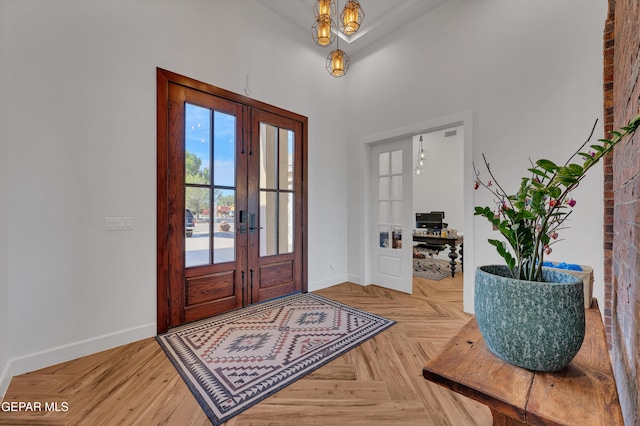 1042 Castillo Ct, El Paso, TX 79932 - foyer featuring french doors and a chandelier