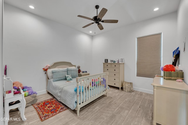 1042 Castillo Ct, El Paso, TX 79932 - bedroom with light wood-style flooring, recessed lighting, and ceiling fan