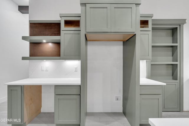 837 Paseo Serra Ct, El Paso, TX 79928 - kitchen with open shelves, light countertops, and tasteful backsplash