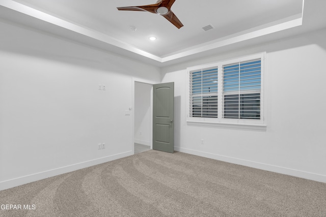 837 Paseo Serra Ct, El Paso, TX 79928 - spare room featuring ceiling fan, carpet flooring, a raised ceiling, and recessed lighting
