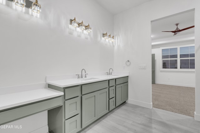 837 Paseo Serra Ct, El Paso, TX 79928 - bathroom featuring ceiling fan and double vanity
