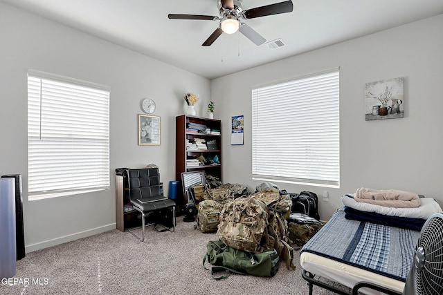 2362 Enchanted Crown Ln, El Paso, TX 79911 - sitting room with carpet flooring, healthy amount of natural light, and ceiling fan