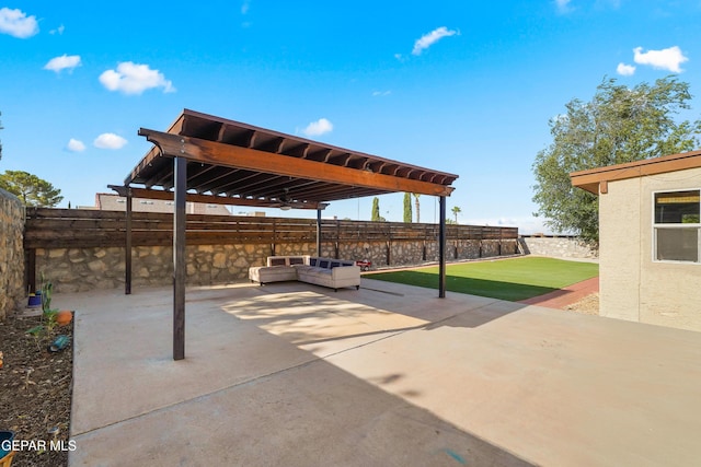6604 Camino Fuente Dr, El Paso, TX 79912 - fenced backyard with a patio area and a pergola