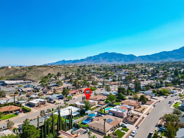 6604 Camino Fuente Dr, El Paso, TX 79912 - aerial view of property and surrounding area with a mountain backdrop and nearby suburban area