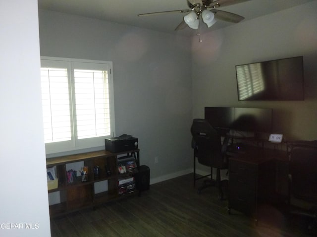 929 Pecos River Dr, El Paso, TX 79932 - office featuring a ceiling fan and wood finished floors