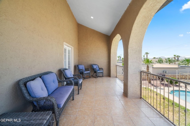 12247 Chisholm Pass Dr, El Paso, TX 79936 - balcony with view of pool area