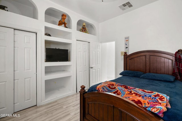 12247 Chisholm Pass Dr, El Paso, TX 79936 - bedroom featuring multiple closets and light wood-style floors