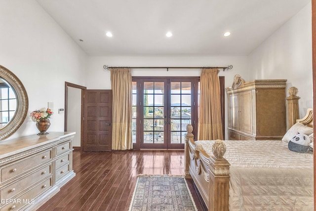 41 Sun Point Ln, El Paso, TX 79912 - bedroom with french doors, access to exterior, multiple windows, dark wood finished floors, and recessed lighting