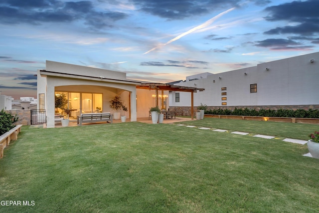 7424 Cimarron Gap Dr, El Paso, TX 79911 - rear view of property featuring stucco siding, a patio, and a pergola