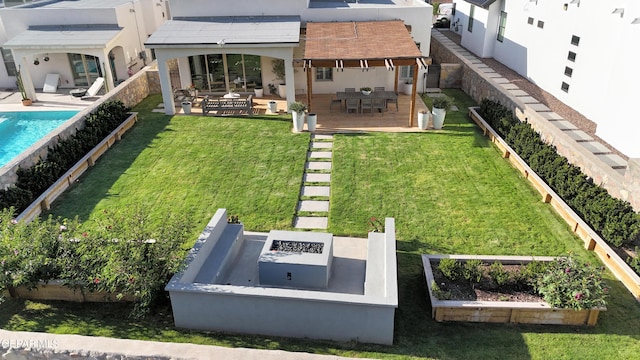 7424 Cimarron Gap Dr, El Paso, TX 79911 - rear view of property with stucco siding, a patio, and a fenced backyard